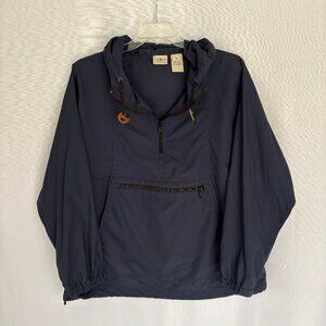 LL BEAN Mens Anorak 1/2 Zip Hooded Pullover Windbreaker Jacket